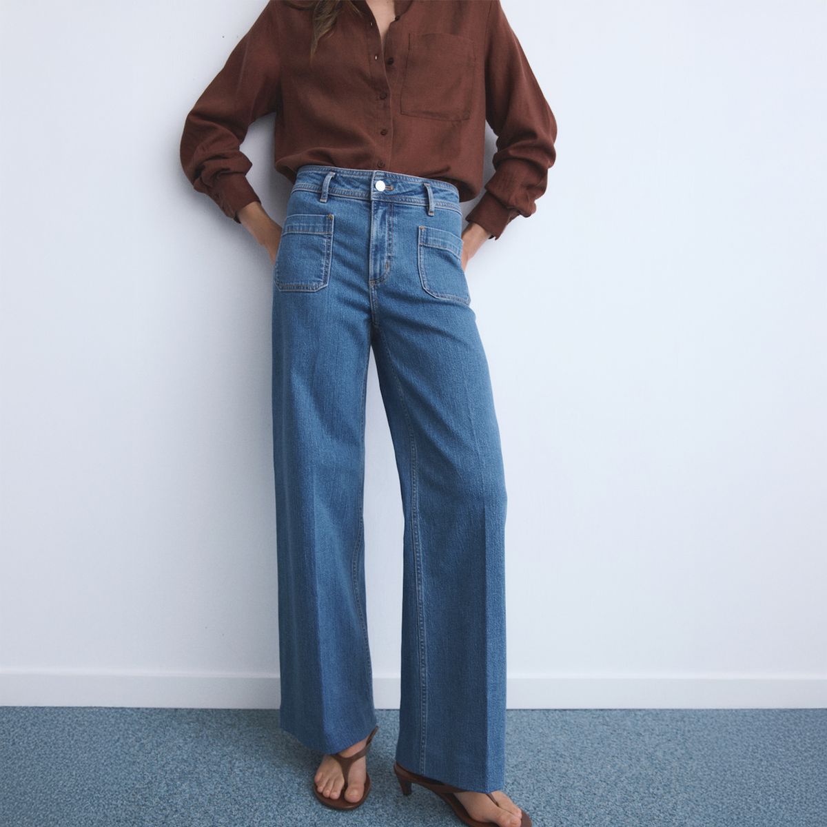 MANGO - Jeans Wide Leg Tiro Alto Mujer Mango