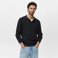 Sweater Polo Mezcla Algodón Canalé Hombre