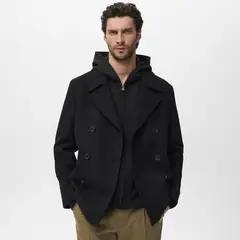 MANGO MAN - Abrigo Lana Cruzado Botones Hombre Mango