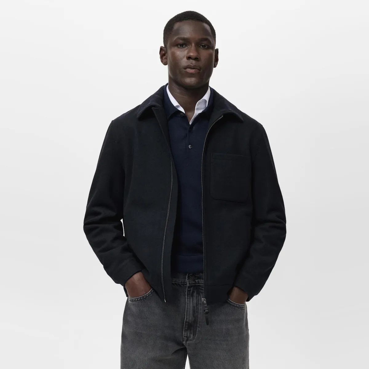 MANGO MAN - Chaqueta Mezcla Lana Bolsillo Hombre Mango