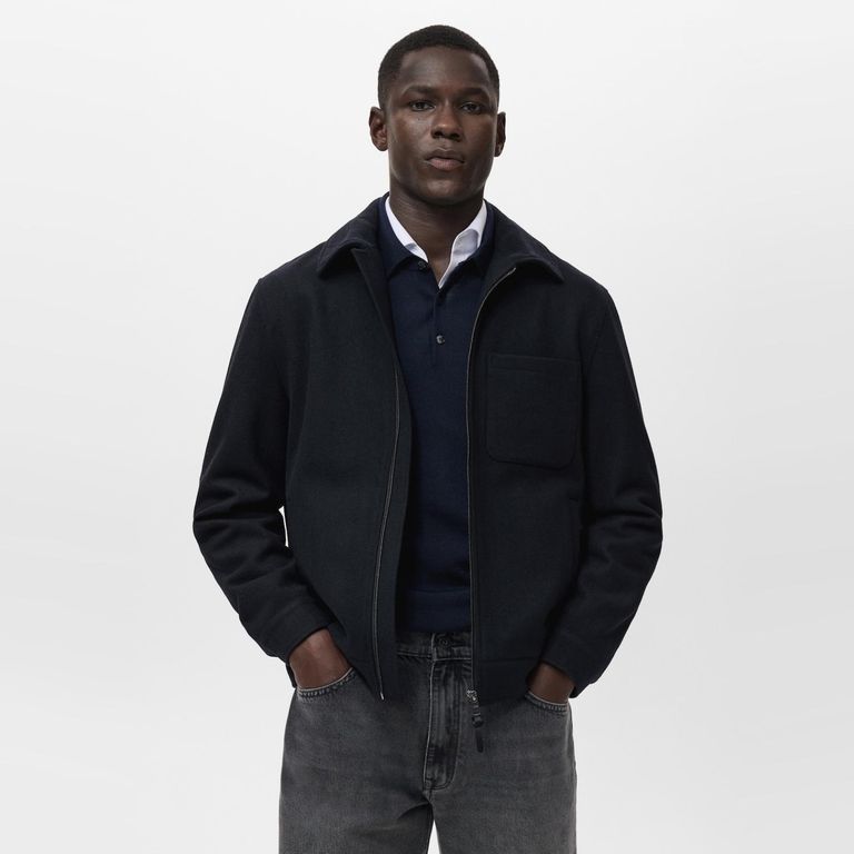Chaqueta Mezcla Lana Bolsillo Hombre Mango