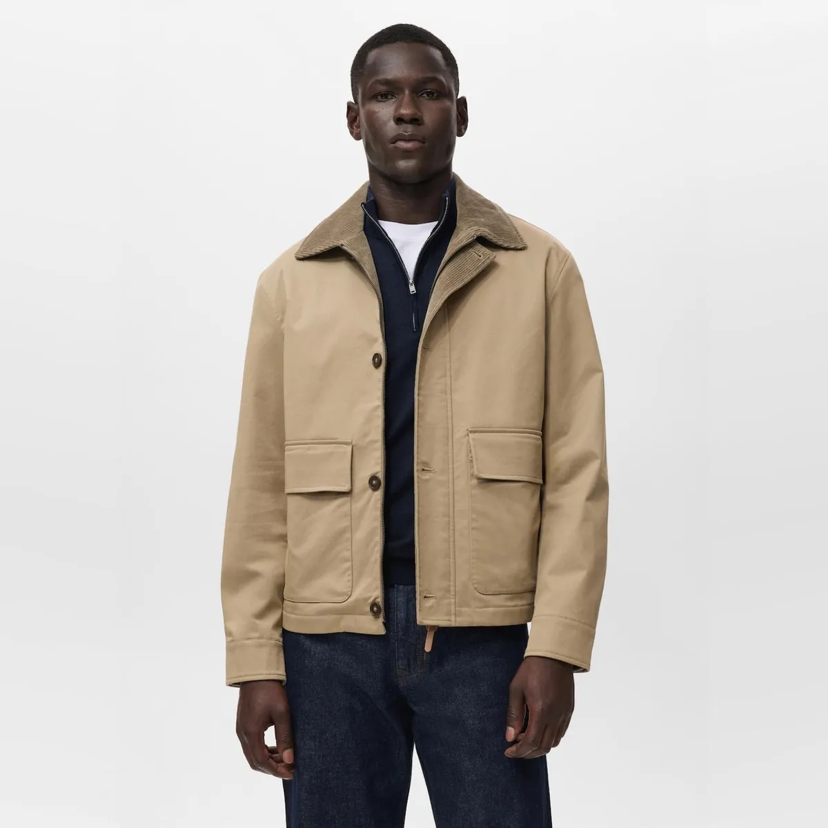 MANGO MAN - Chaqueta Water Repellent Cuello Pana Hombre Mango