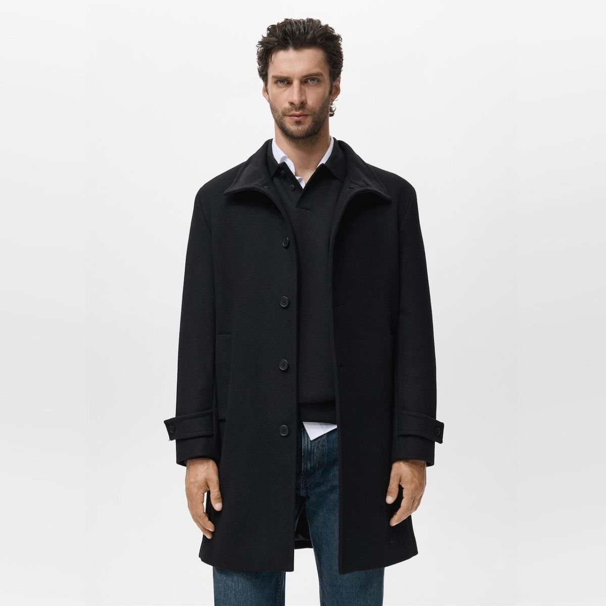 MANGO MAN - Abrigo Lana Cuello Chimenea Hombre Mango Man