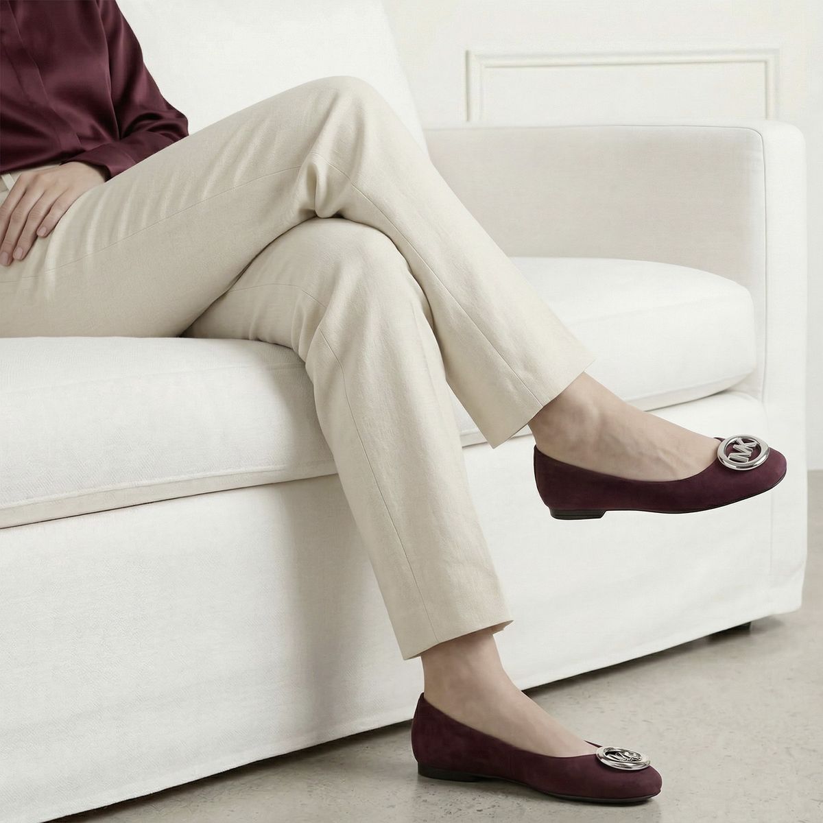 MICHAEL KORS - Ballerina Mujer Cuero Burdeo Michael Kors