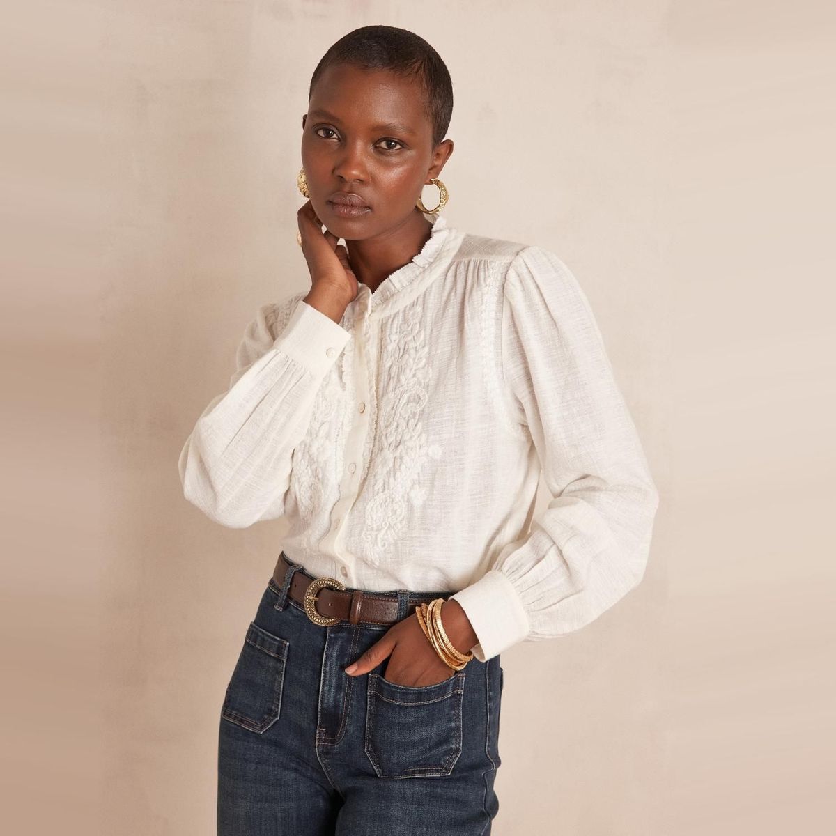 MAISON 123 - Blusa Bordada 100% Algodón Mujer Maison 123