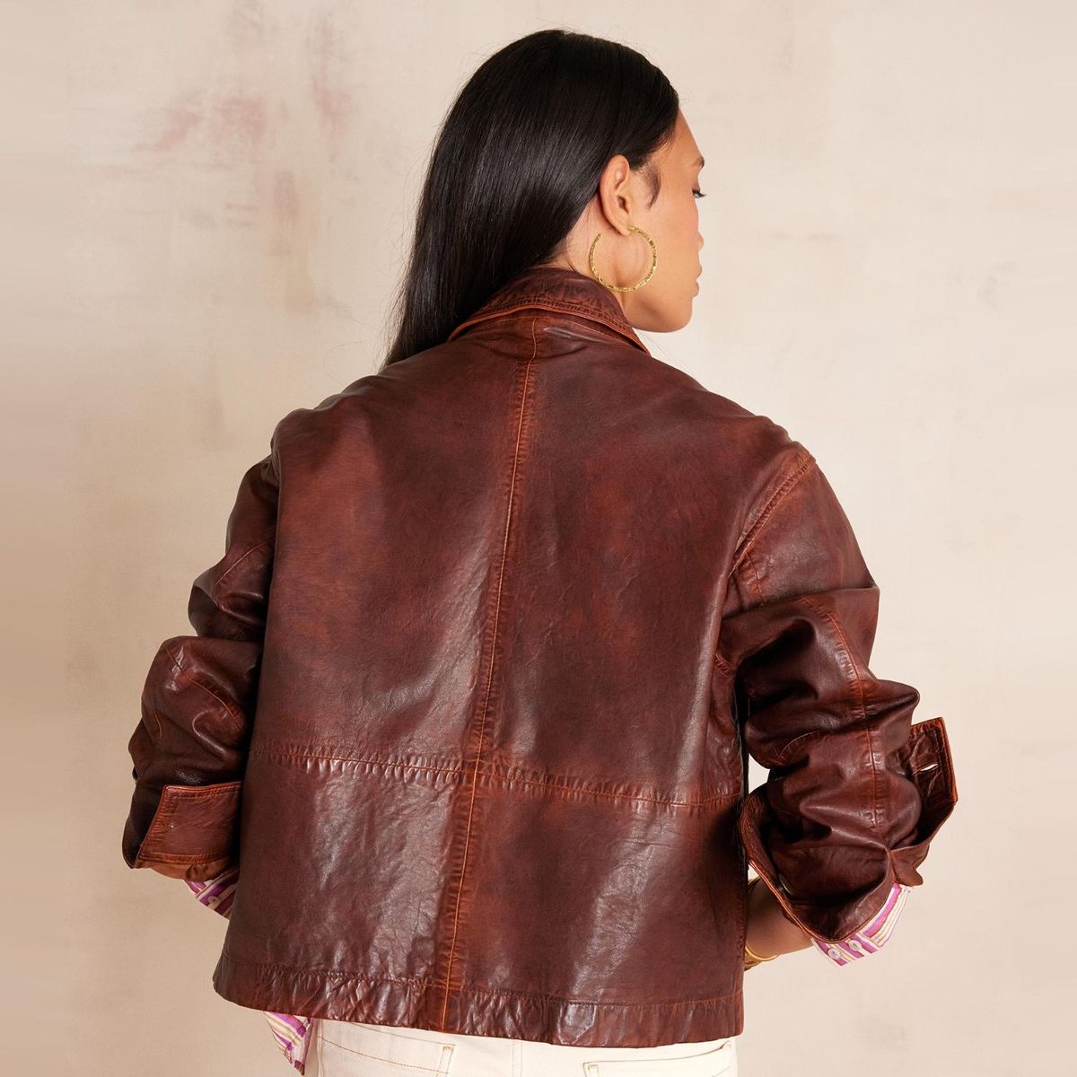 MAISON 123 - Chaqueta Botones 100% Cuero Mujer Maison 123