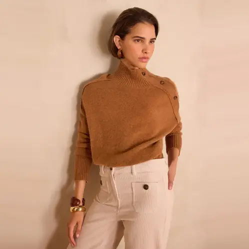 MAISON 123 - Sweater Cuello Alto 100% Cashemere Mujer