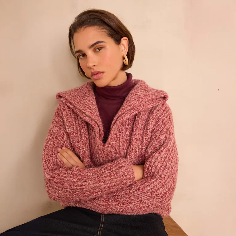 Sweater de Punto Metalizado Mujer