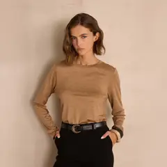 MAISON 123 - Polera Lisa Manga Larga 100% Lana Merino Mujer