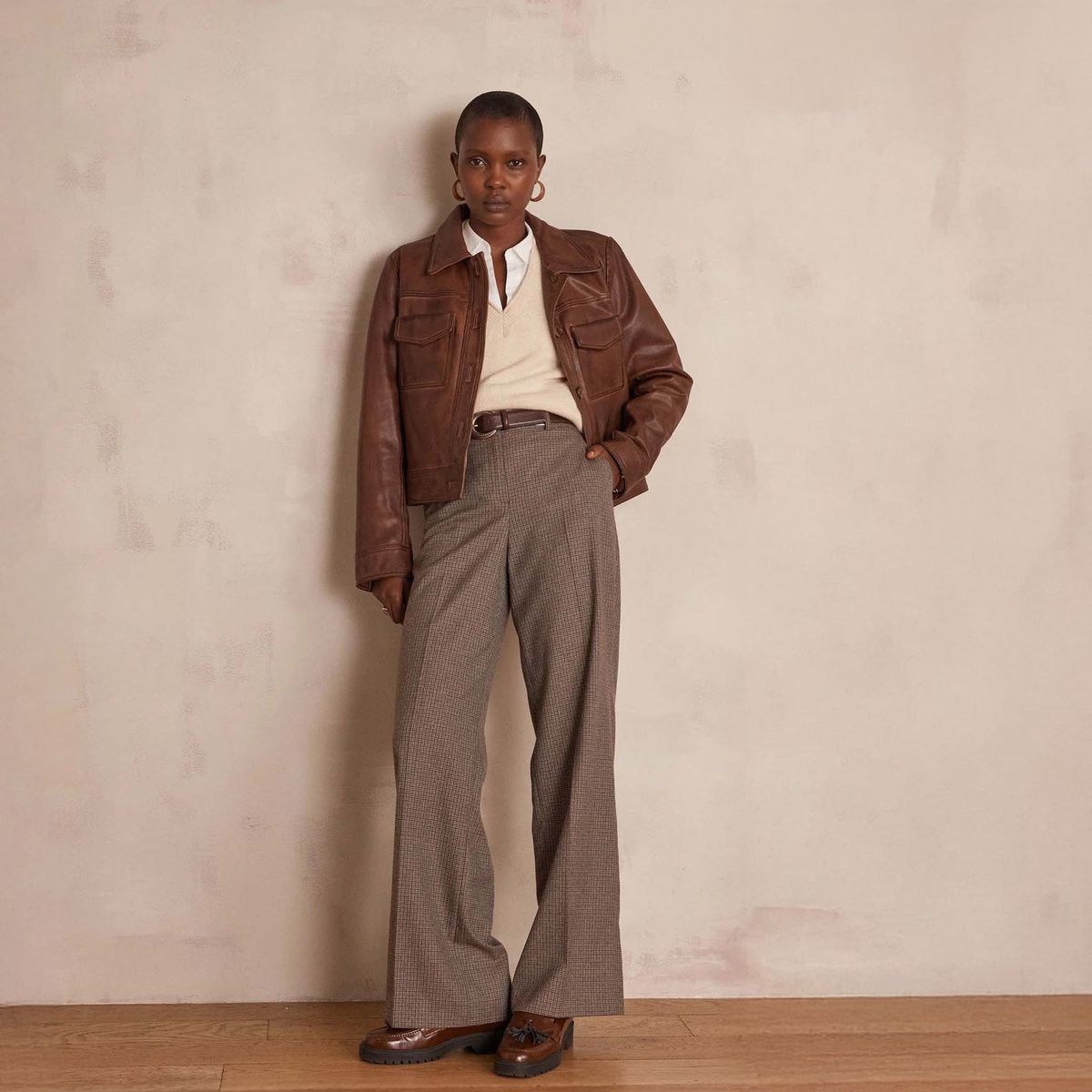 MAISON 123 - Pantalón Ancho Cuadros Mujer Maison 123