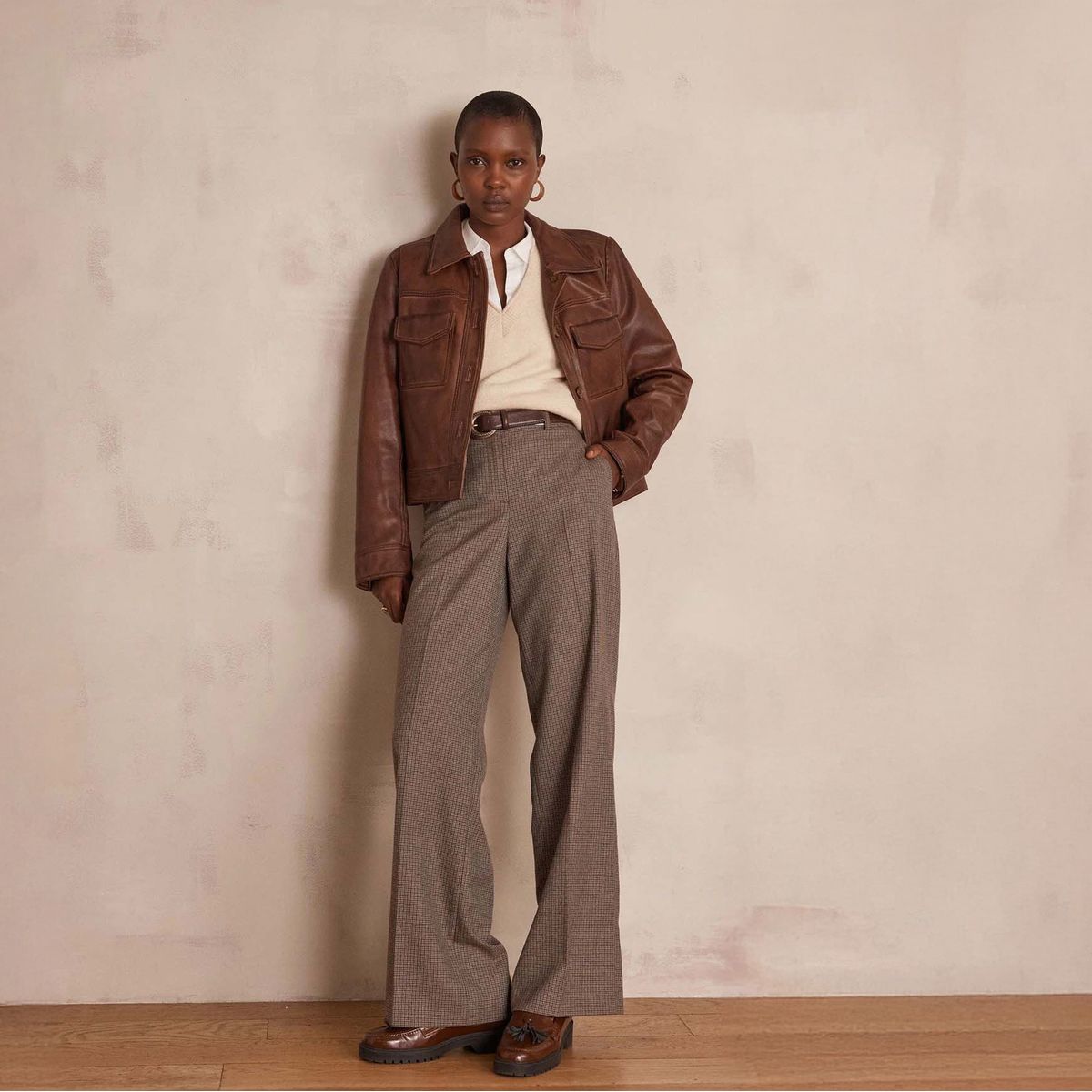 MAISON 123 - Pantalón Ancho Cuadros Mujer Maison 123