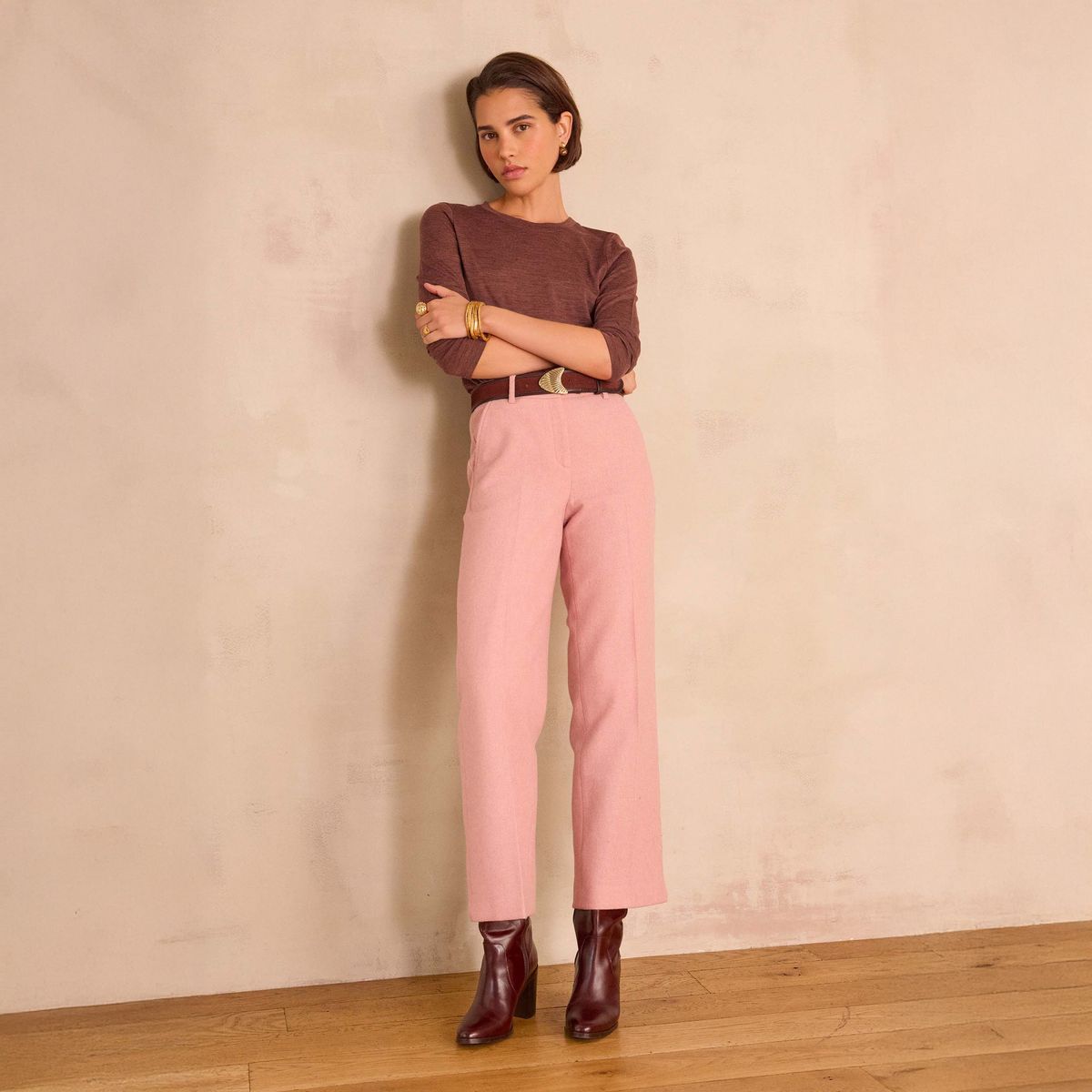 MAISON 123 - Pantalón Ancho Lana Mujer Maison 123