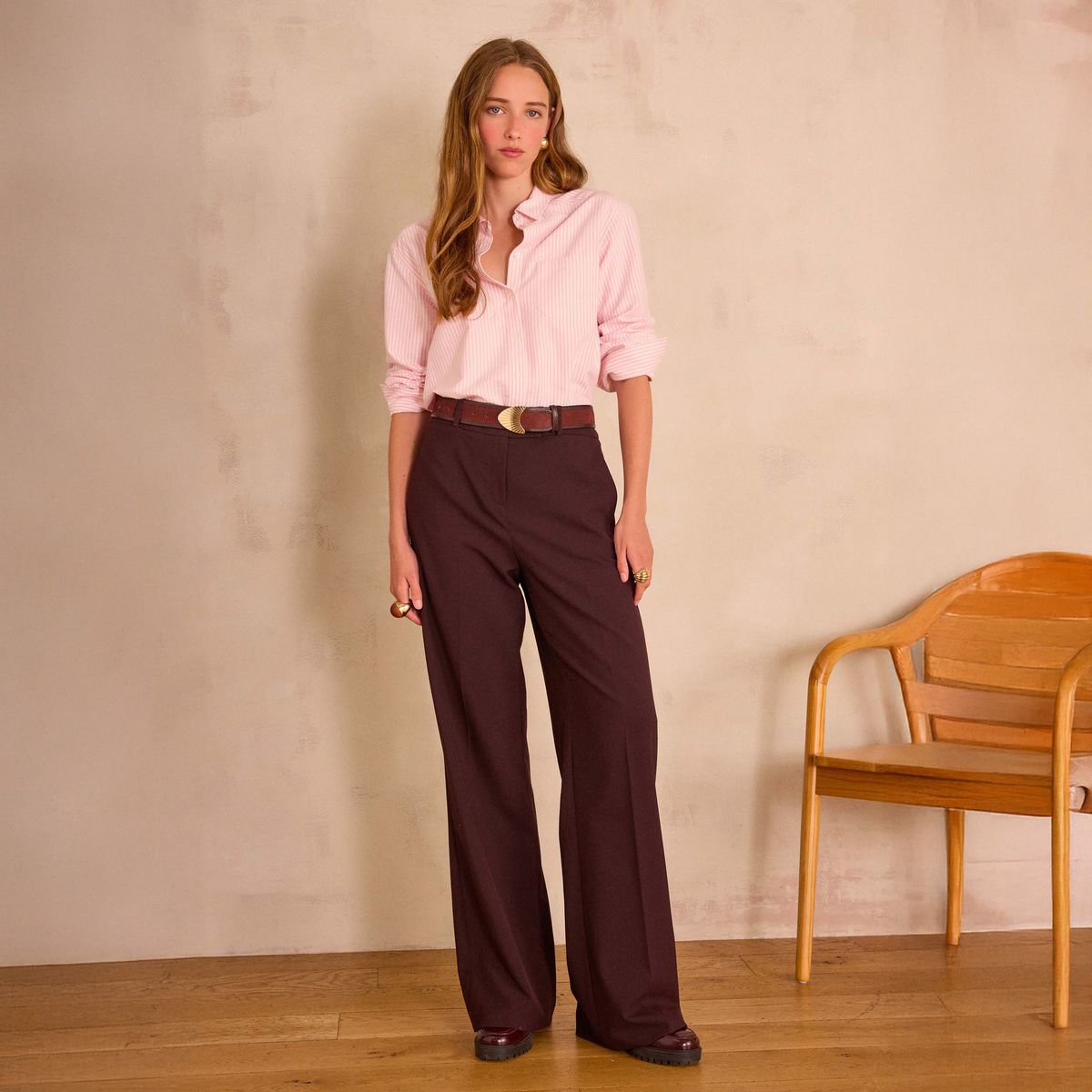MAISON 123 - Pantalón Traje Ancho Mujer Maison 123