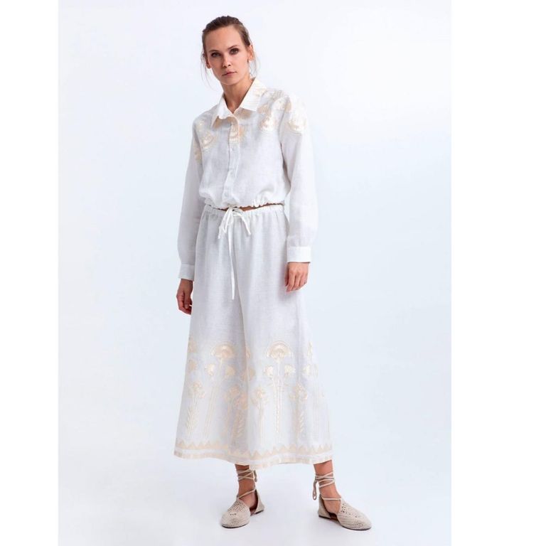 Blusa Bordados 100% Lino Mujer