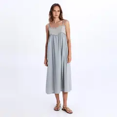 GREEK ARCHAIC KORI - Vestido Bordados 100% Algodón Mujer