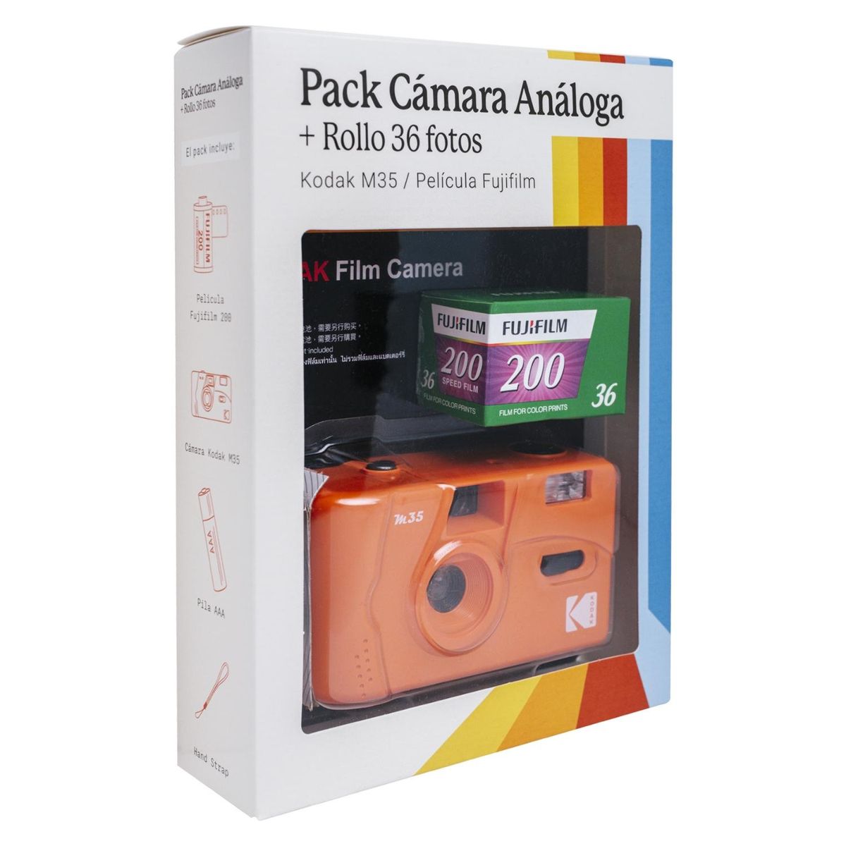 KODAK - Pack Cámara Análoga M35 Kodak con Rollo 36 Fotos