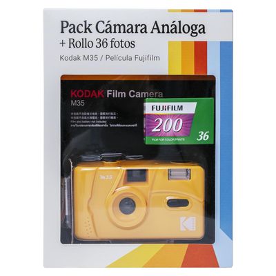 Kodak Pack Cámara Análoga M35 Con Rollo 36 Fotos Amarillo