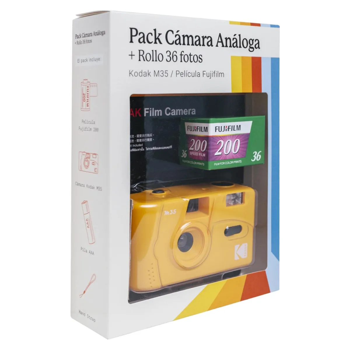 KODAK - Pack Cámara Análoga M35 Kodak con Rollo 36 Fotos