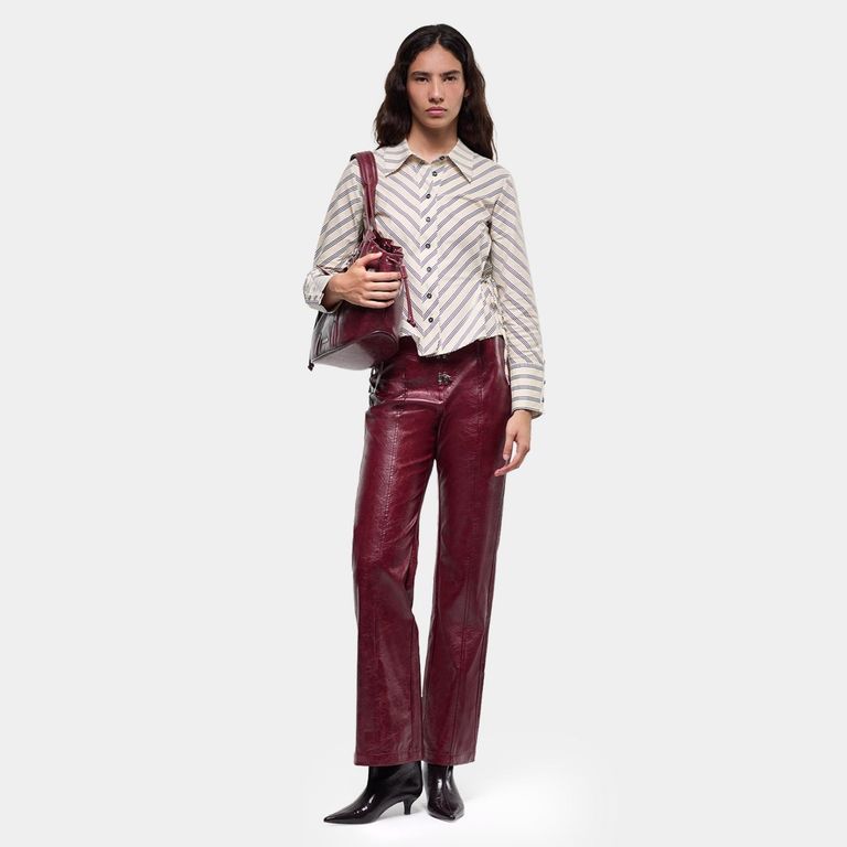 Pantalón Ronnie Efecto Piel Detalle Cierre Mujer