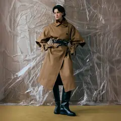 LAAGAM - Abrigo Trench Detalle Mangas 100% Algodón Mujer