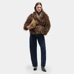 LAAGAM - Chaqueta Efecto Piel Detalles Pelo Mujer