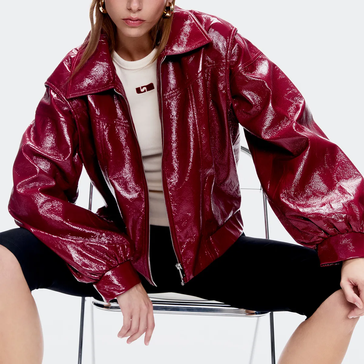 LAAGAM - Chaqueta Bomber Cuero Effect Mujer Laagam