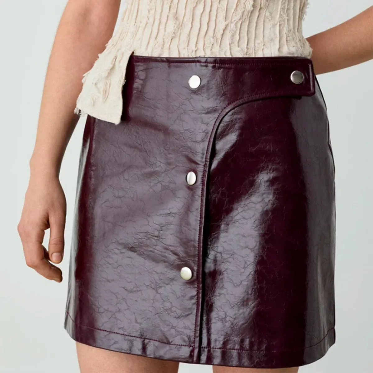 LAAGAM - Falda Corta Cuero Effect Mujer Laagam