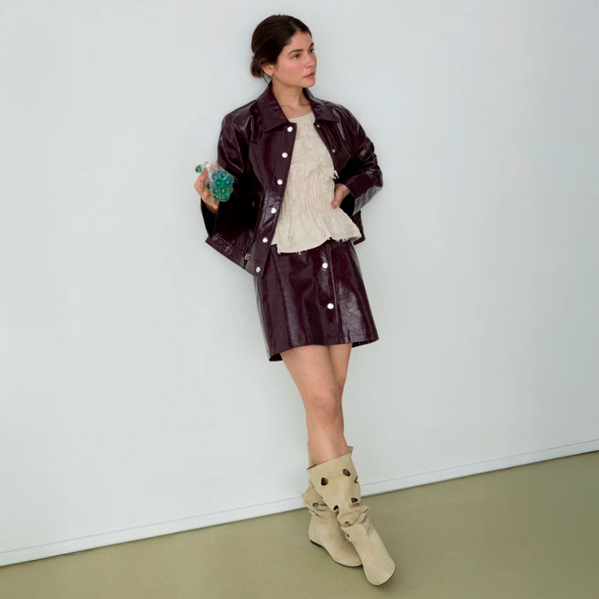 LAAGAM - Falda Corta Cuero Effect Mujer Laagam