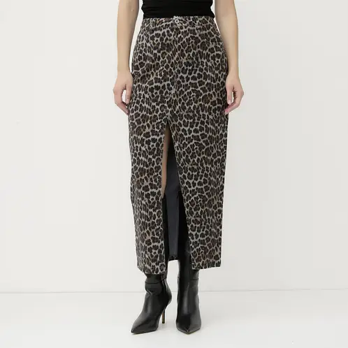 DIXIE - Falda Larga Animal Print Algodón Mujer