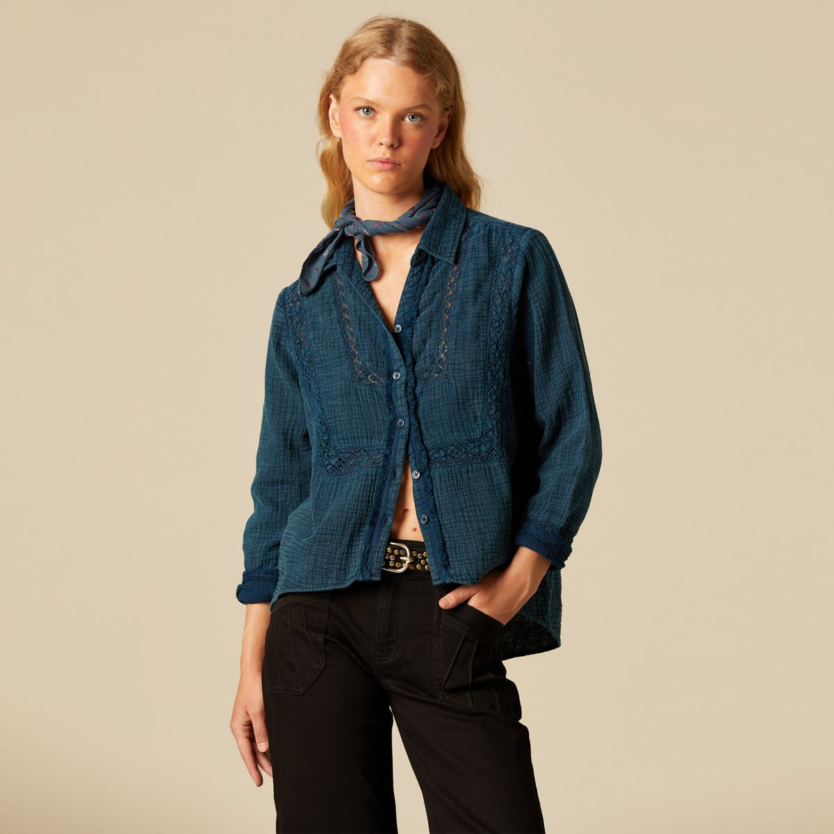 NICOLI - Blusa Tira Encajes Mujer Nicoli