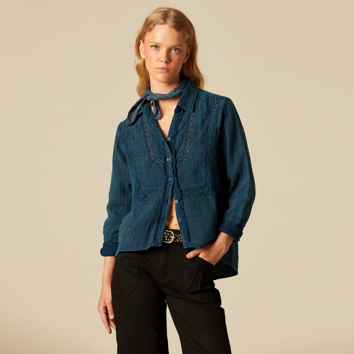 NICOLI - Blusa Tira Encajes Mujer Nicoli