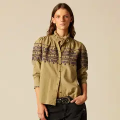 NICOLI - Blusa Olive Bordado Mujer