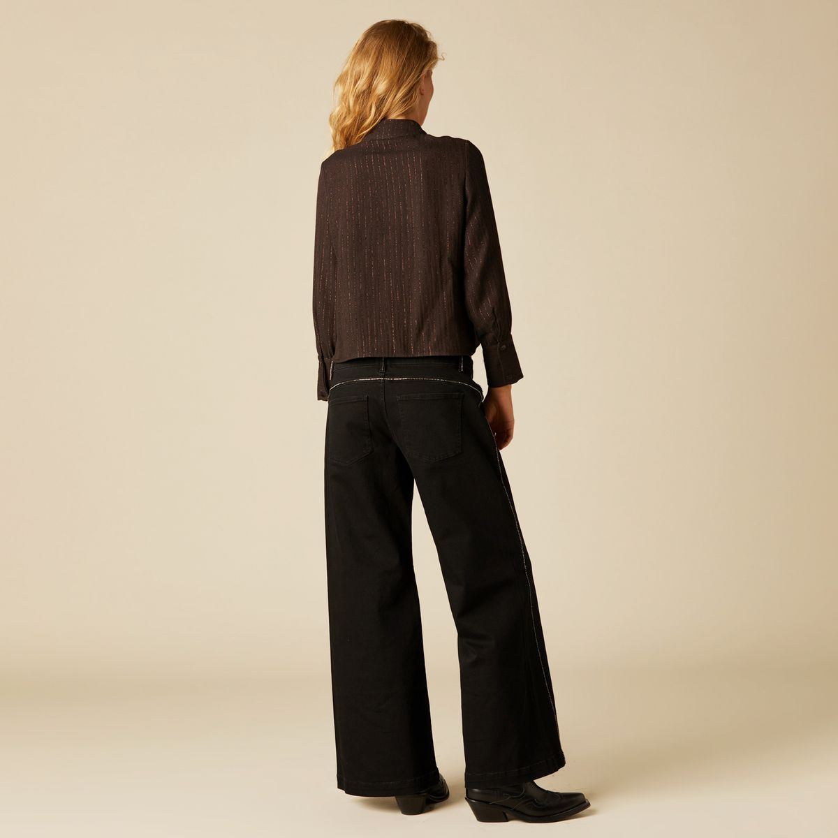 NICOLI - Blusa Cruzada Volante Mujer Nicoli