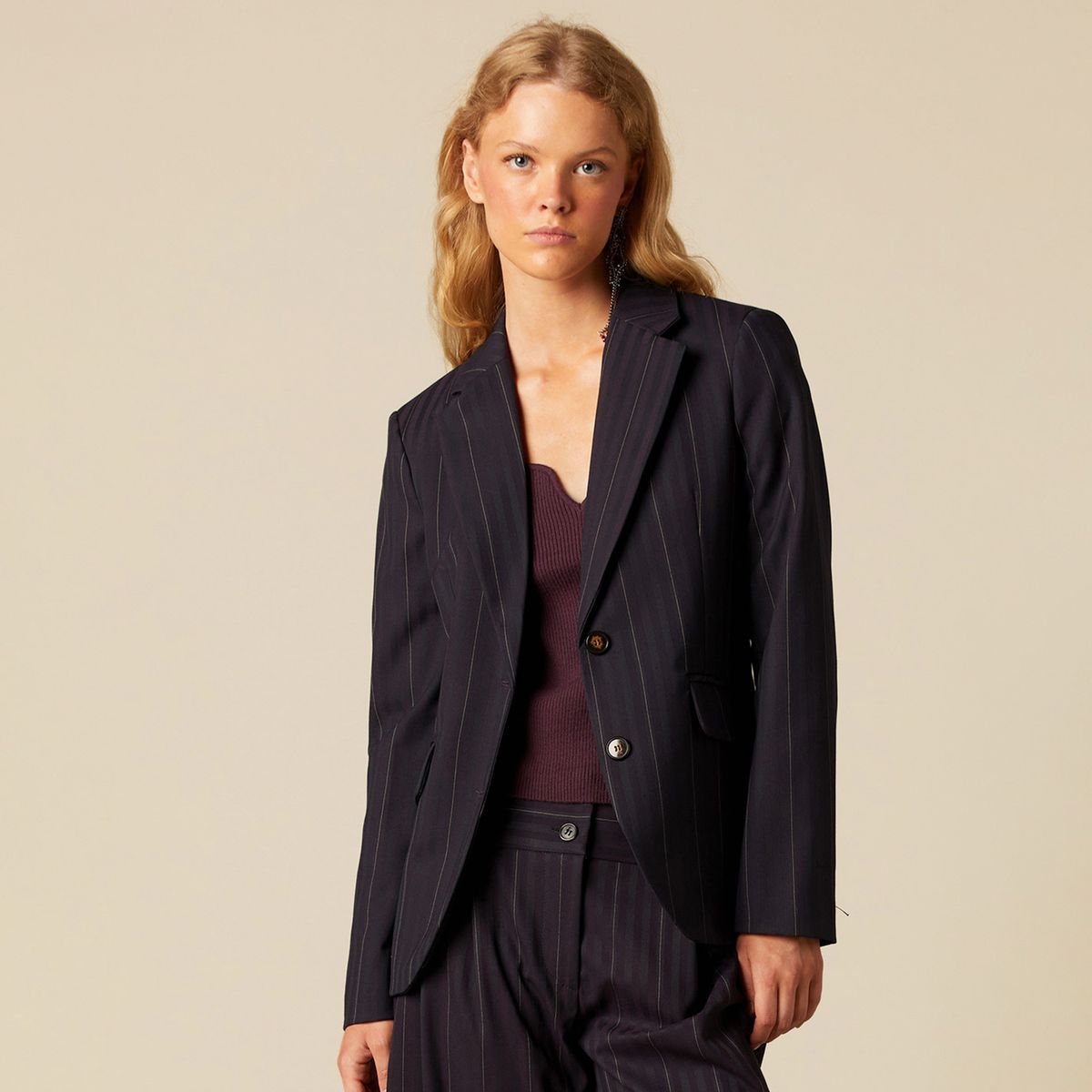 NICOLI - Blazer Rayas Mora Mujer Nicoli