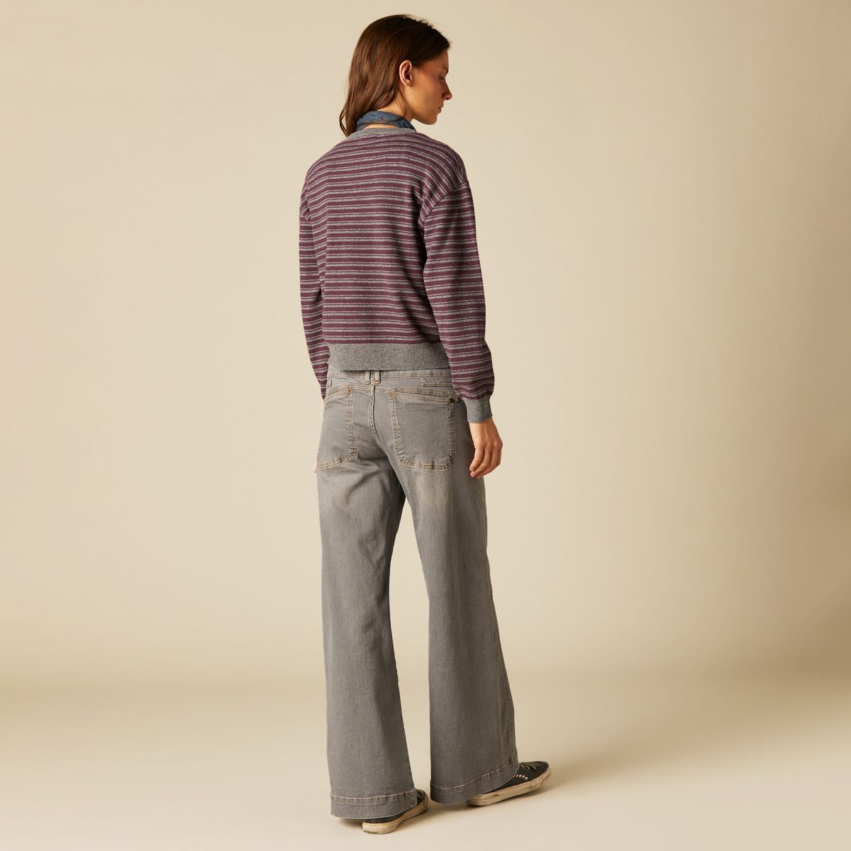 NICOLI - Sweater Striped Berry 100% Lana Mujer Nicoli