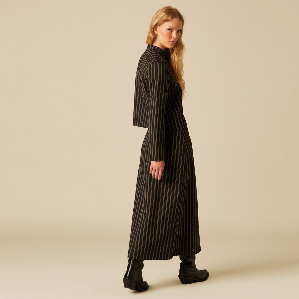 NICOLI - Falda Midi Rayas Mujer Nicoli