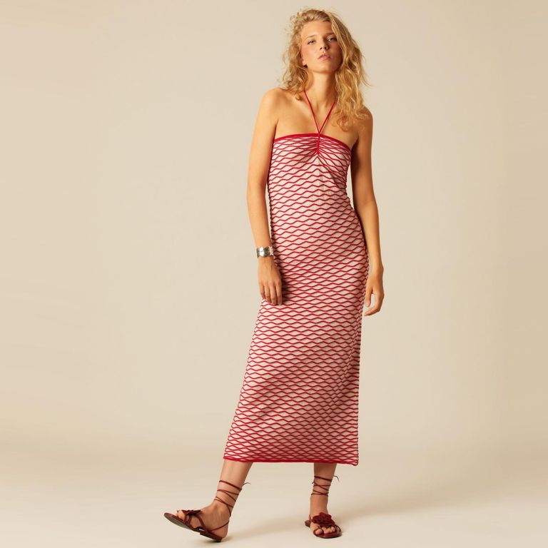 NICOLI Vestido Halter Malha Bicolor Mujer