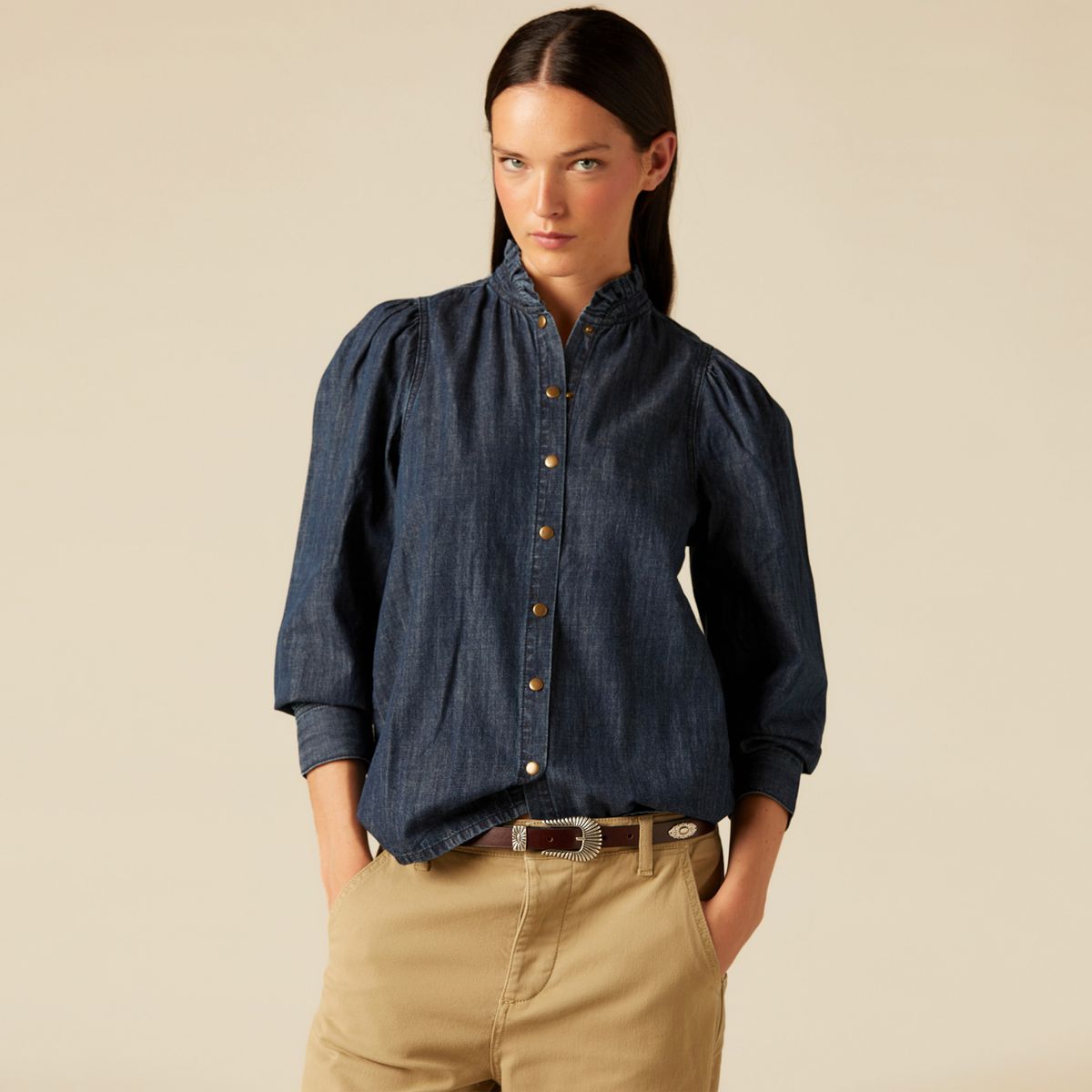 NICOLI - Blusa Vaquera Mujer Nicoli