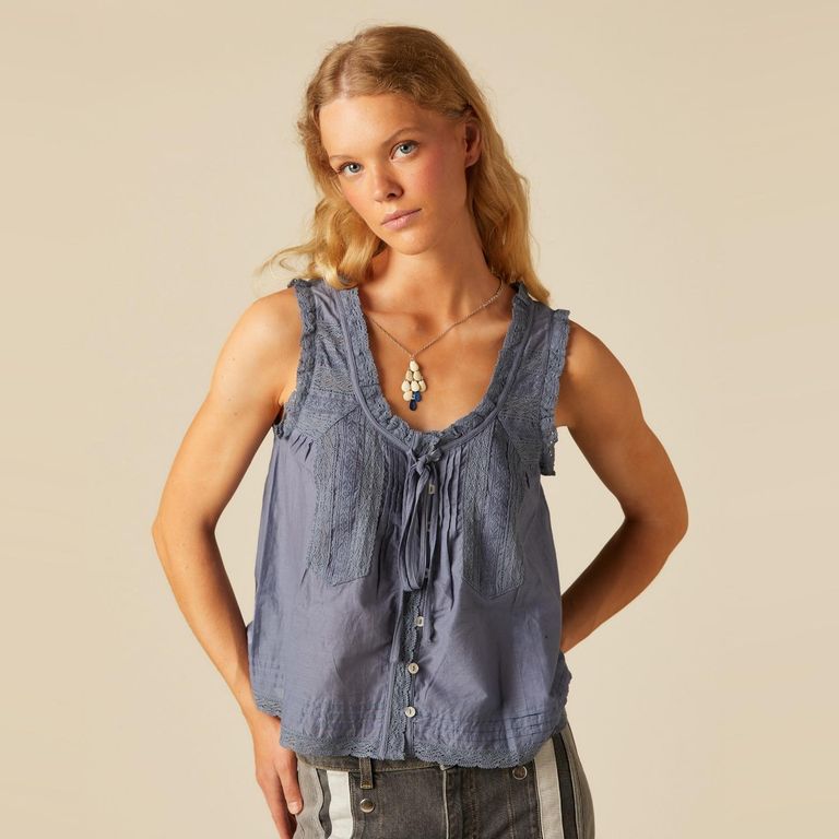 NICOLI Top Detalle Encaje Mujer