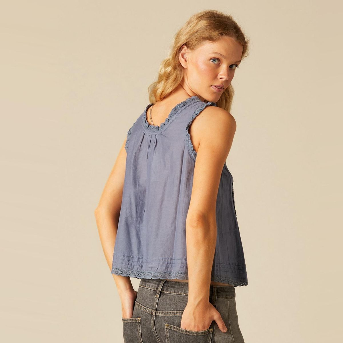 NICOLI - Top Detalle Encaje Mujer Nicoli