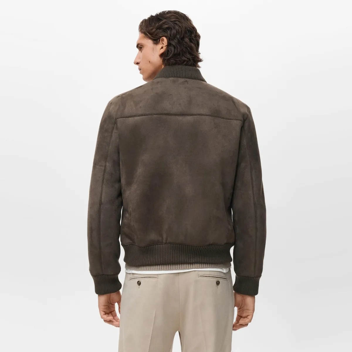 MANGO MAN - Chaqueta Bomber Efecto Gamuza Hombre Mango Man