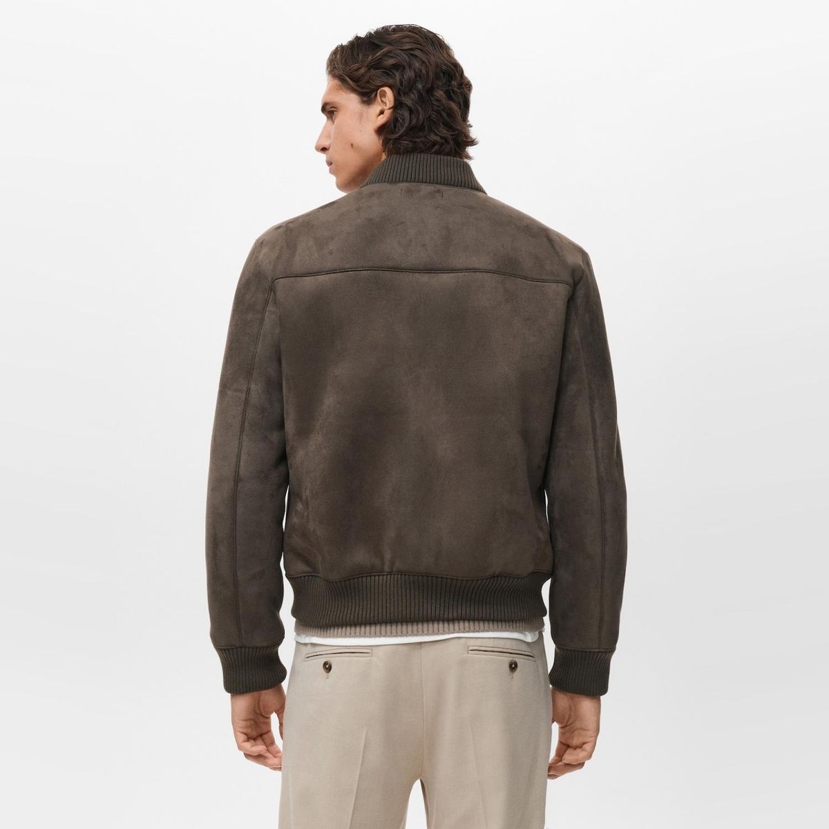 MANGO MAN - Chaqueta Bomber Efecto Gamuza Hombre Mango Man