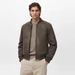 MANGO MAN - Chaqueta Bomber Efecto Gamuza Hombre