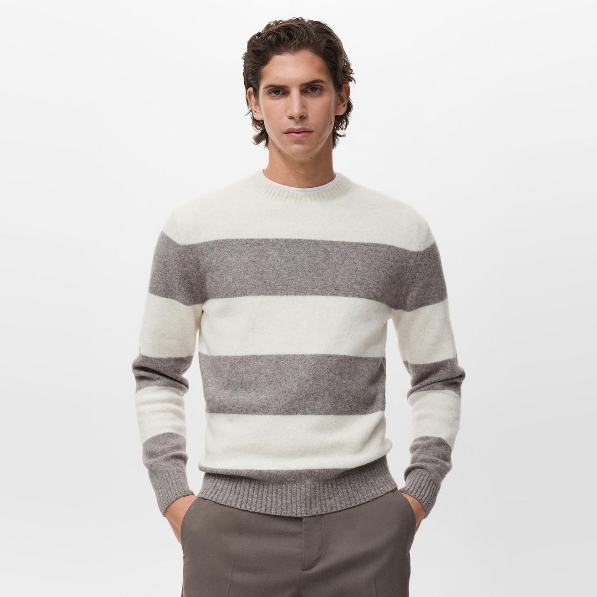 MANGO MAN - Sweater Rayas Mezcla Lana Hombre Mango Man