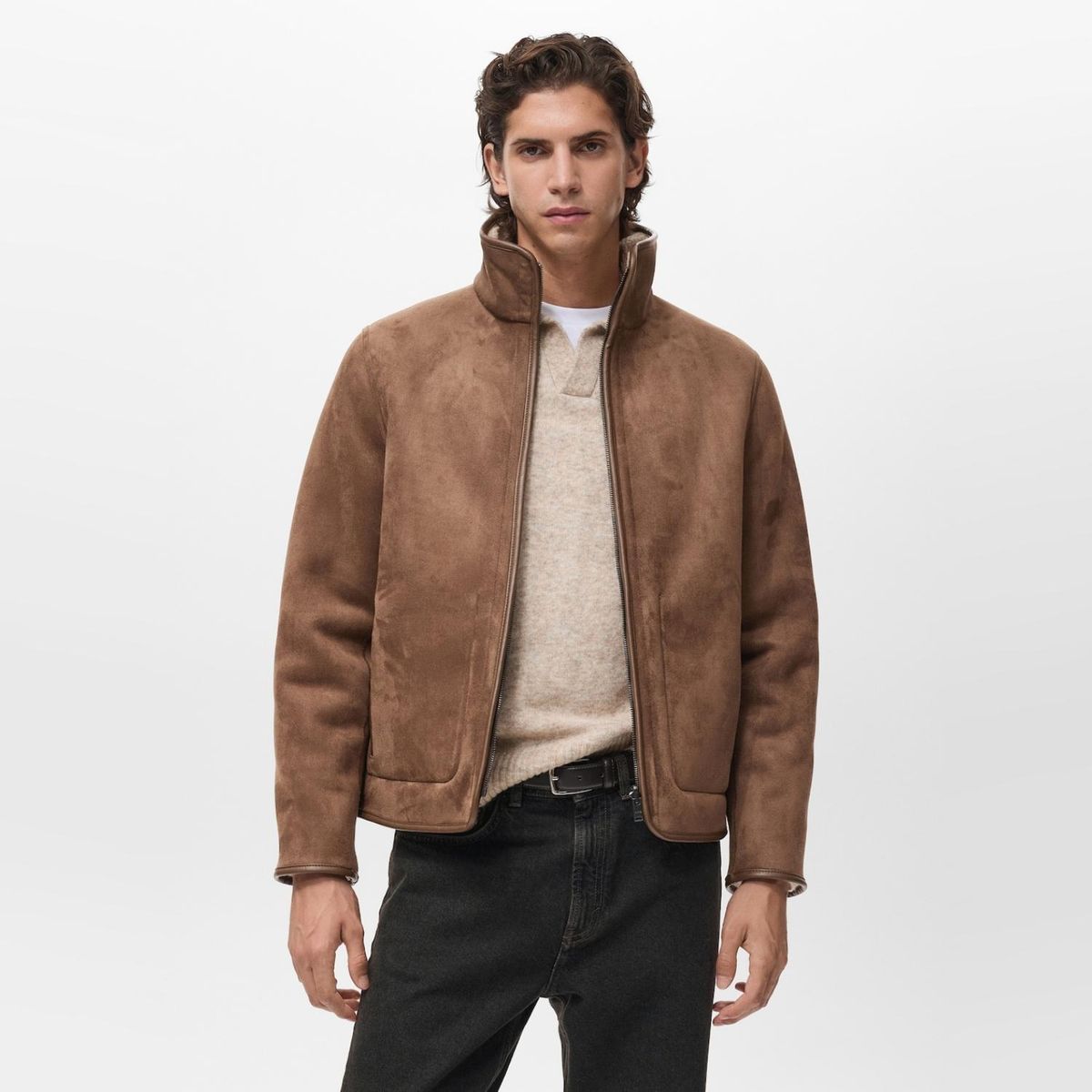 MANGO MAN - Chaqueta Reversible Borreguito Hombre Mango Man