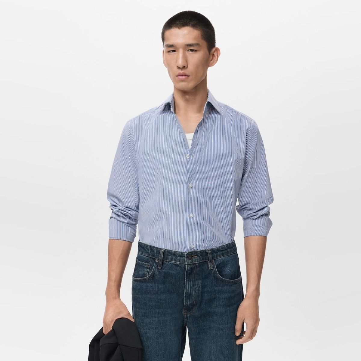 MANGO MAN - Camisa 100% Algodón Rayas Slim Fit Hombre Mango Man