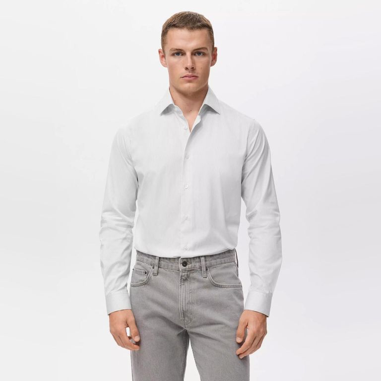Camisa 100% Algodón Rayas Slim Fit Hombre