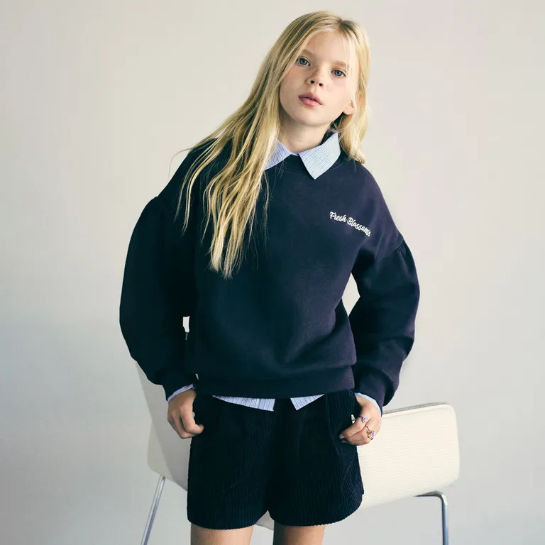 MANGO KIDS Polerón Bordada Estampada Niña