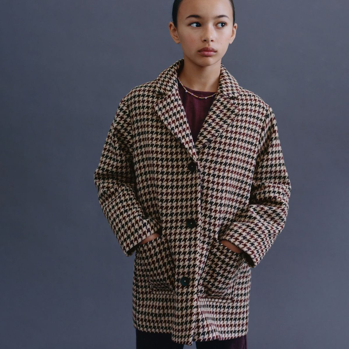 MANGO KIDS - Abrigo Pata De Gallo Niña Mango Kids