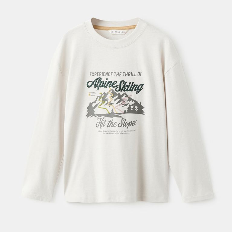 MANGO KIDS Polera Bordada Estampada Niño